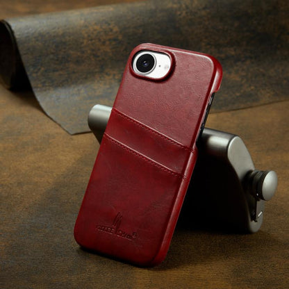 Fierre Shann Retro Oil Wax Texture Card Slots PU Leather Phone Case