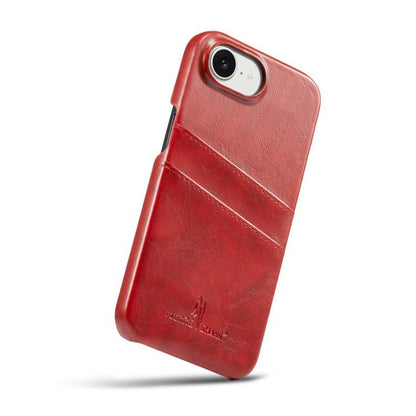 Fierre Shann Retro Oil Wax Texture Card Slots PU Leather Phone Case