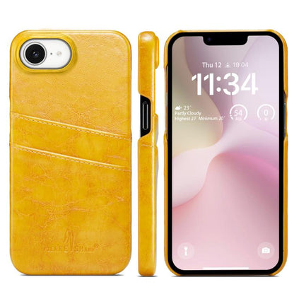 Fierre Shann Retro Oil Wax Texture Card Slots PU Leather Phone Case