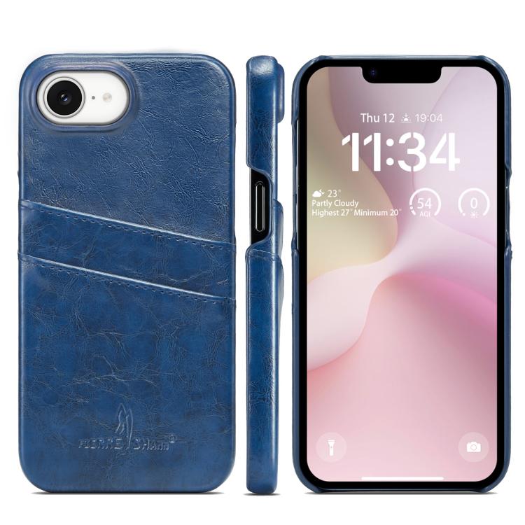 Fierre Shann Retro Oil Wax Texture Card Slots PU Leather Phone Case