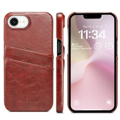 Fierre Shann Retro Oil Wax Texture Card Slots PU Leather Phone Case