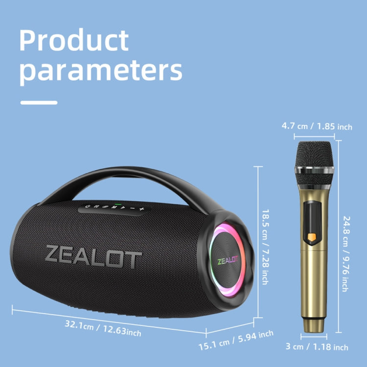 Zealot S97M 80W Outdoor Portable RGB Bluetooth Speaker with Dual Microphones