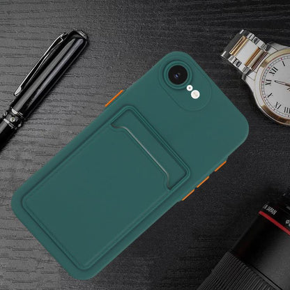 Skin Feel Card Contrast Color Button TPU Phone Case