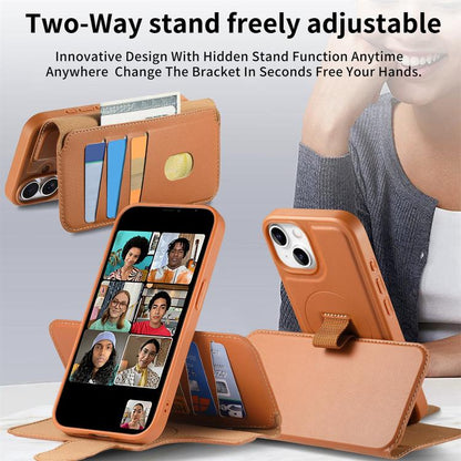 CaseNeo Finger Grip Strap MagSafe Leather Phone Case