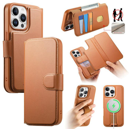 CaseNeo Finger Grip Strap MagSafe Leather Phone Case