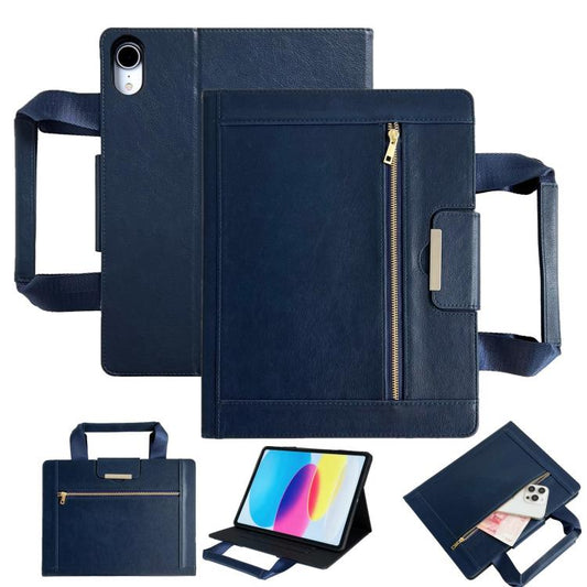 Zipper Handle Retro Smart Leather Tablet Case