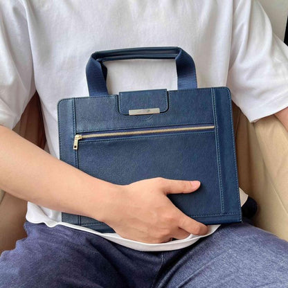 Zipper Handle Retro Smart Leather Tablet Case
