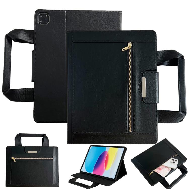 Zipper Handle Retro Smart Leather Tablet Case