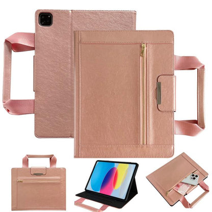 Zipper Handle Retro Smart Leather Tablet Case