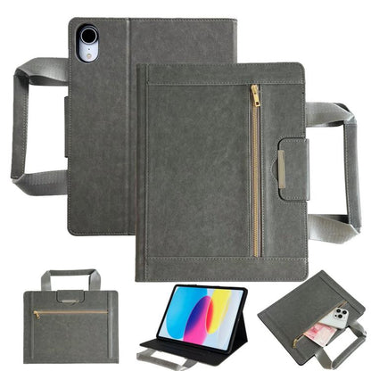 Zipper Handle Retro Smart Leather Tablet Case