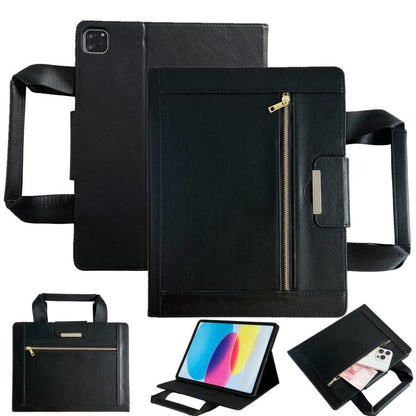 Zipper Handle Retro Smart Leather Tablet Case