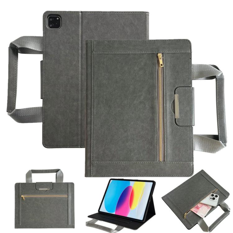 Zipper Handle Retro Smart Leather Tablet Case