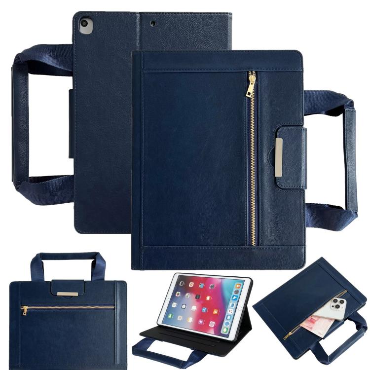 Zipper Handle Retro Smart Leather Tablet Case