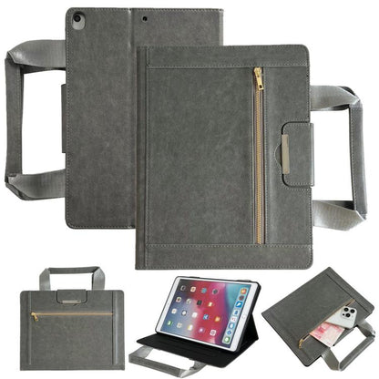 Zipper Handle Retro Smart Leather Tablet Case