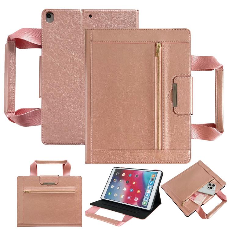 Zipper Handle Retro Smart Leather Tablet Case