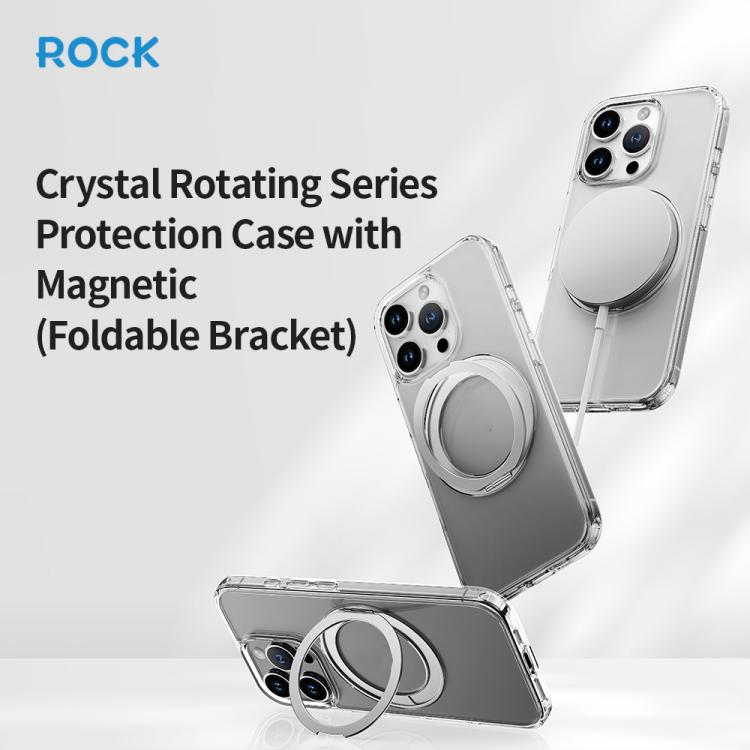 ROCK JingDun Series Clear Rotating MagSafe Holder PC Hybrid TPU Phone Case