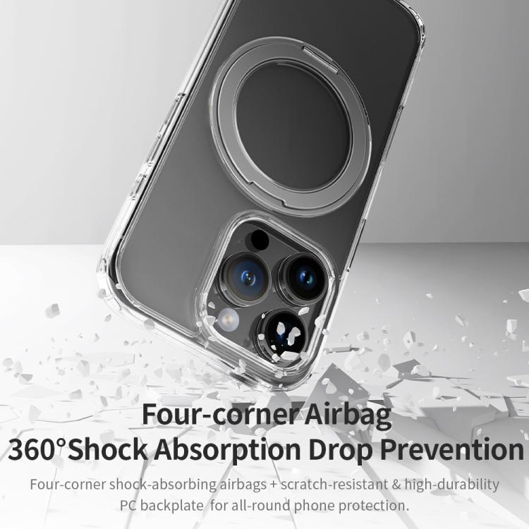 ROCK JingDun Series Clear Rotating MagSafe Holder PC Hybrid TPU Phone Case