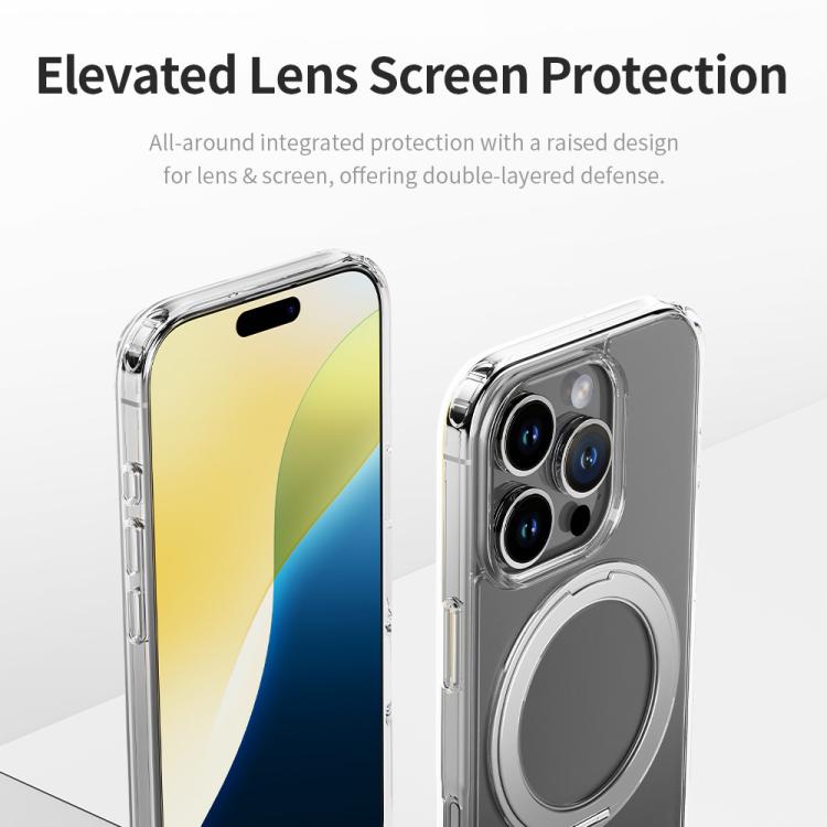 ROCK JingDun Series Clear Rotating MagSafe Holder PC Hybrid TPU Phone Case