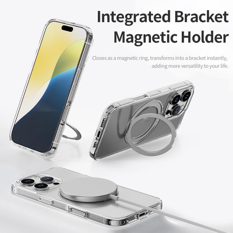 ROCK JingDun Series Clear Rotating MagSafe Holder PC Hybrid TPU Phone Case