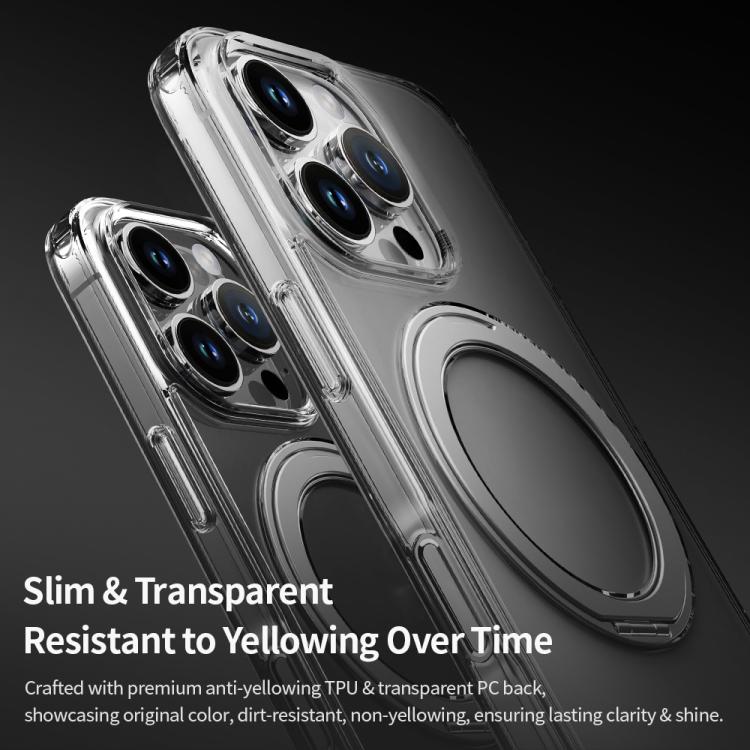 ROCK JingDun Series Clear Rotating MagSafe Holder PC Hybrid TPU Phone Case