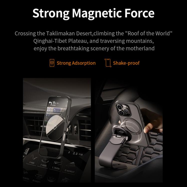 ROCK YouDun Series Skin Feel Rotating MagSafe Holder PC Hybrid TPU Phone Case