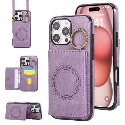 Car Magnetic Ring Buckle Card Bag Phone Case with Lanyard
