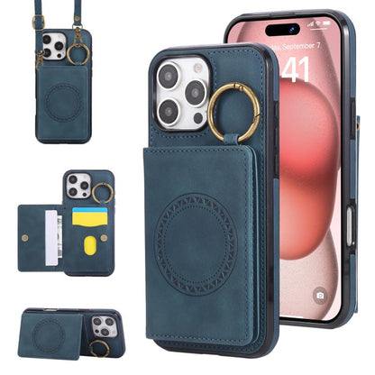 Car Magnetic Ring Buckle Card Bag Phone Case with Lanyard