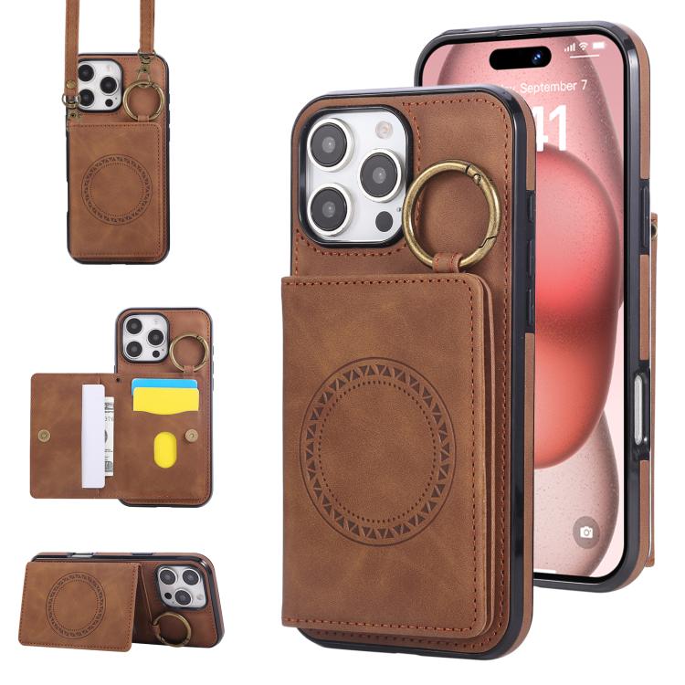 Car Magnetic Ring Buckle Card Bag Phone Case with Lanyard