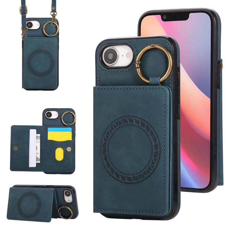 Car Magnetic Ring Buckle Card Bag Phone Case with Lanyard