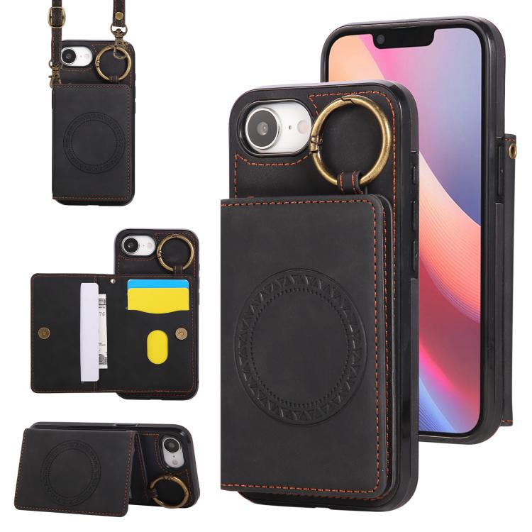 Car Magnetic Ring Buckle Card Bag Phone Case with Lanyard