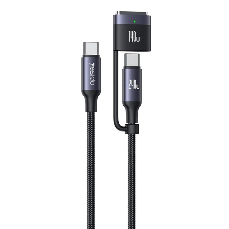 Yesido CA197 2 in 1 240W Type-C to Type-C and MagSafe 3 Magnetic Charging Data Cable, Length: 2m