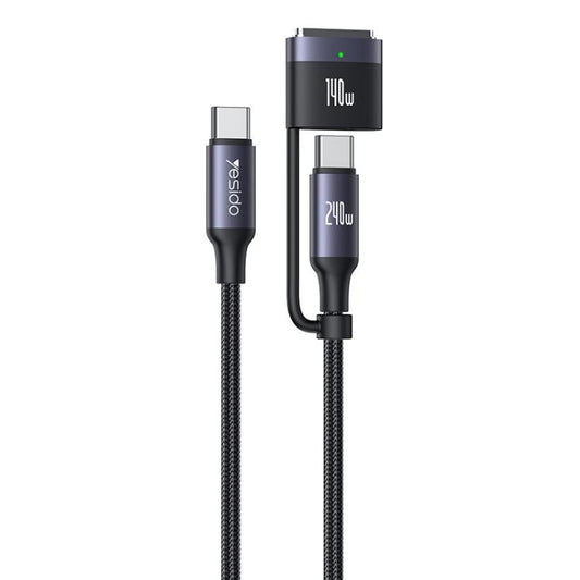 Yesido CA197 2 in 1 240W Type-C to Type-C and MagSafe 3 Magnetic Charging Data Cable, Length: 2m