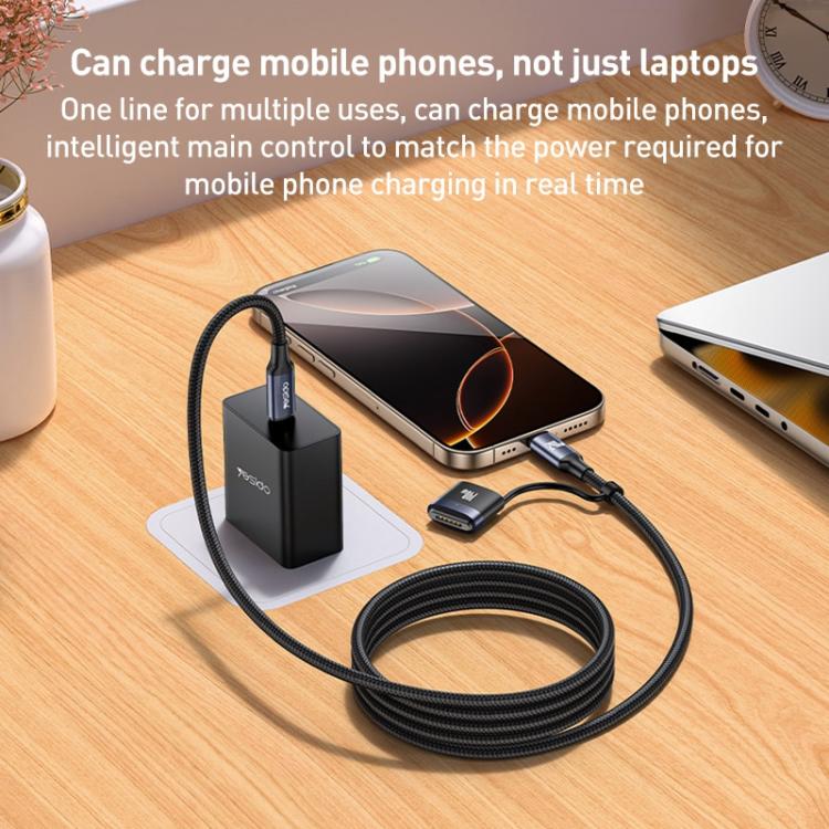 Yesido CA197 2 in 1 240W Type-C to Type-C and MagSafe 3 Magnetic Charging Data Cable, Length: 2m