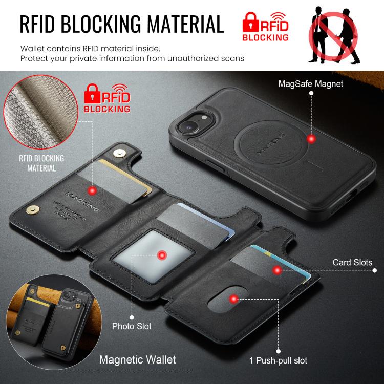 DG.MING MAGKING-K3 Series MagSafe RFID Card Bag Detachable Phone Case