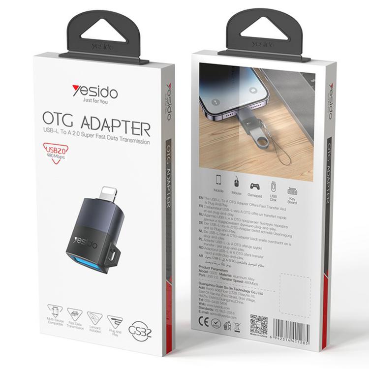 Yesido GS32 USB 2.0 Female to 8 Pin Male 480Mbps Charging Adapter