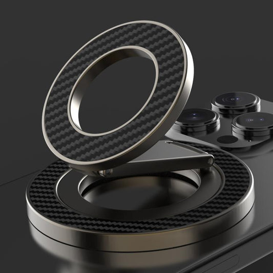 Carbon Fiber Texture Double-sided Magnetic MagSafe Ring Phone Holder, Gear Stress Relief Version