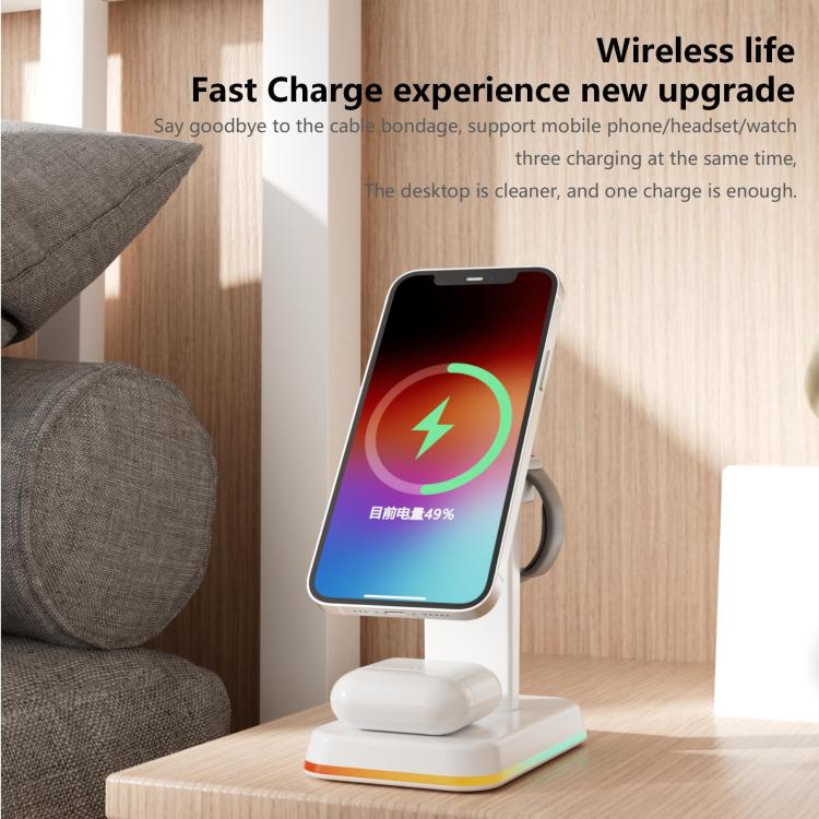 H63 15W 3 in 1 Magnetic Wireless Charger Stand