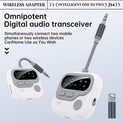 JS4 2 in 1 Car Digital Display Wireless Audio Adapter 3.5mm Audio Receiver Transmitter