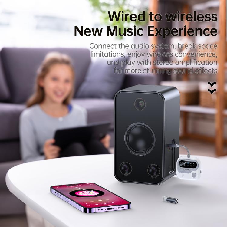 JS4 2 in 1 Car Digital Display Wireless Audio Adapter 3.5mm Audio Receiver Transmitter