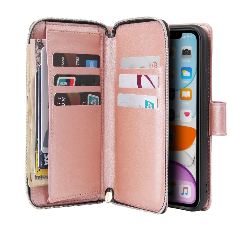 Zipper Wallet Bag Horizontal Flip PU Leather Case with Holder & 9 Card Slots & Wallet & Lanyard & Photo Frame, For iPhone 11, For iPhone 11 Pro, For iPhone 11 Pro Max, For iPhone SE 2022 / SE 2020 / 8 / 7, For iPhone 12 mini, For iPhone 12 / 12 Pro����...