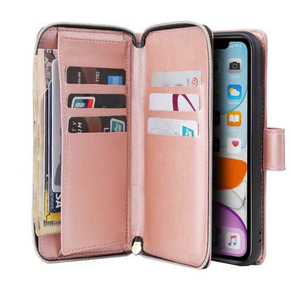 Zipper Wallet Bag Horizontal Flip PU Leather Case with Holder & 9 Card Slots & Wallet & Lanyard & Photo Frame, For iPhone 11, For iPhone 11 Pro, For iPhone 11 Pro Max, For iPhone SE 2022 / SE 2020 / 8 / 7, For iPhone 12 mini, For iPhone 12 / 12 Pro����...