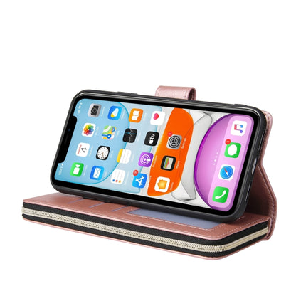 Zipper Wallet Bag Horizontal Flip PU Leather Case with Holder & 9 Card Slots & Wallet & Lanyard & Photo Frame, For iPhone 11, For iPhone 11 Pro, For iPhone 11 Pro Max, For iPhone SE 2022 / SE 2020 / 8 / 7, For iPhone 12 mini, For iPhone 12 / 12 Pro����...