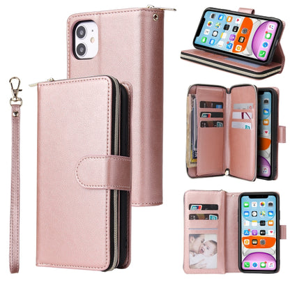 Zipper Wallet Bag Horizontal Flip PU Leather Case with Holder & 9 Card Slots & Wallet & Lanyard & Photo Frame, For iPhone 11, For iPhone 11 Pro, For iPhone 11 Pro Max, For iPhone SE 2022 / SE 2020 / 8 / 7, For iPhone 12 mini, For iPhone 12 / 12 Pro����...
