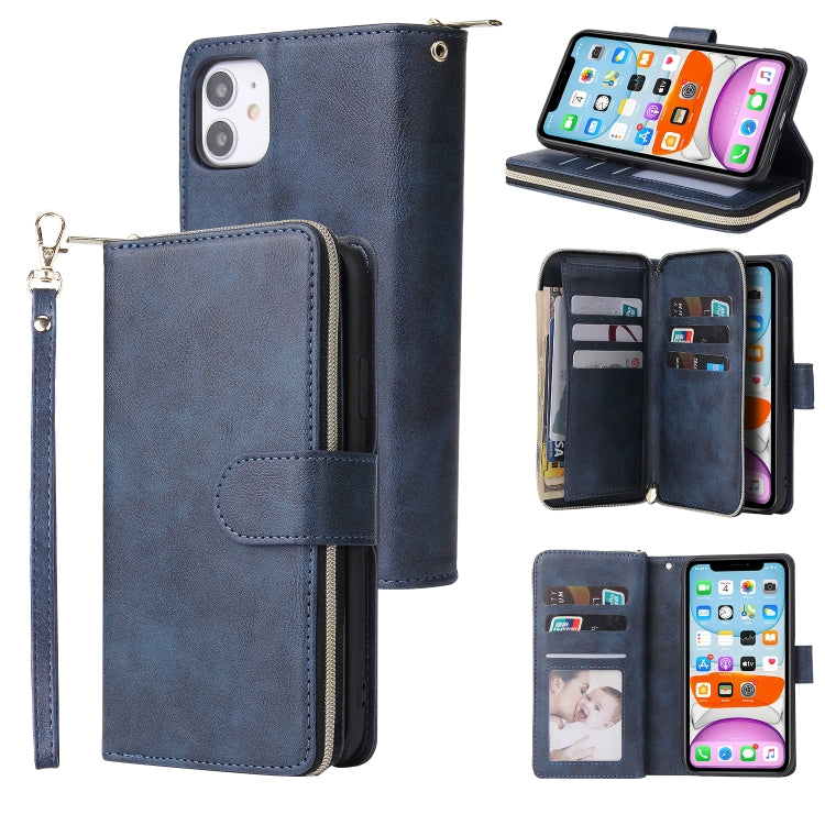 Zipper Wallet Bag Horizontal Flip PU Leather Case with Holder & 9 Card Slots & Wallet & Lanyard & Photo Frame, For iPhone 11, For iPhone 11 Pro, For iPhone 11 Pro Max, For iPhone SE 2022 / SE 2020 / 8 / 7, For iPhone 12 mini, For iPhone 12 / 12 Pro����...