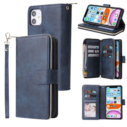 Zipper Wallet Bag Horizontal Flip PU Leather Case with Holder & 9 Card Slots & Wallet & Lanyard & Photo Frame, For iPhone 11, For iPhone 11 Pro, For iPhone 11 Pro Max, For iPhone SE 2022 / SE 2020 / 8 / 7, For iPhone 12 mini, For iPhone 12 / 12 Pro����...