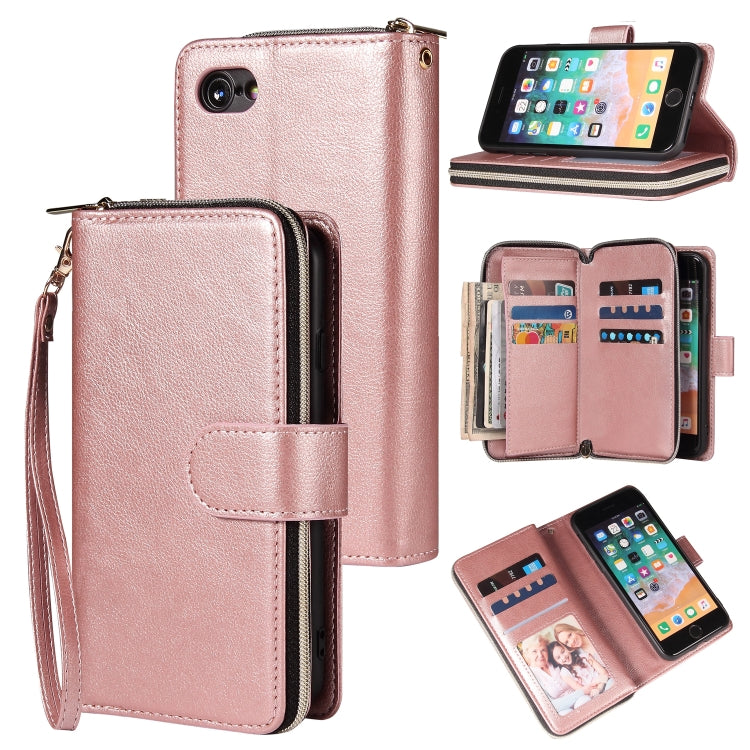 Zipper Wallet Bag Horizontal Flip PU Leather Case with Holder & 9 Card Slots & Wallet & Lanyard & Photo Frame, For iPhone 11, For iPhone 11 Pro, For iPhone 11 Pro Max, For iPhone SE 2022 / SE 2020 / 8 / 7, For iPhone 12 mini, For iPhone 12 / 12 Pro����...
