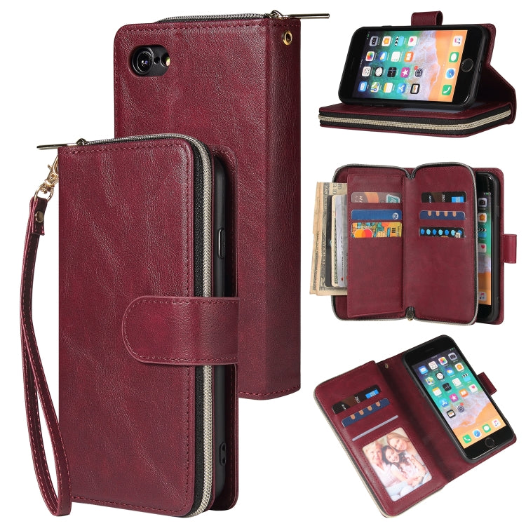 Zipper Wallet Bag Horizontal Flip PU Leather Case with Holder & 9 Card Slots & Wallet & Lanyard & Photo Frame, For iPhone 11, For iPhone 11 Pro, For iPhone 11 Pro Max, For iPhone SE 2022 / SE 2020 / 8 / 7, For iPhone 12 mini, For iPhone 12 / 12 Pro����...