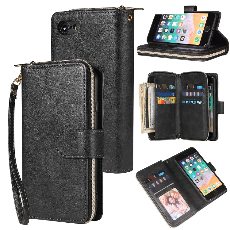 Zipper Wallet Bag Horizontal Flip PU Leather Case with Holder & 9 Card Slots & Wallet & Lanyard & Photo Frame, For iPhone 11, For iPhone 11 Pro, For iPhone 11 Pro Max, For iPhone SE 2022 / SE 2020 / 8 / 7, For iPhone 12 mini, For iPhone 12 / 12 Pro����...