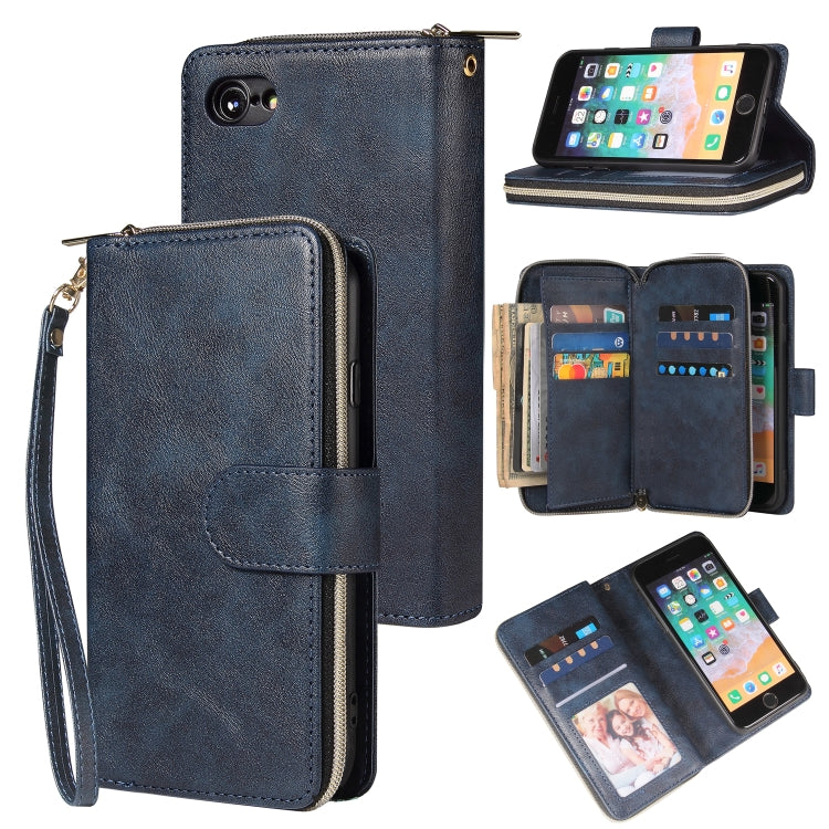 Zipper Wallet Bag Horizontal Flip PU Leather Case with Holder & 9 Card Slots & Wallet & Lanyard & Photo Frame, For iPhone 11, For iPhone 11 Pro, For iPhone 11 Pro Max, For iPhone SE 2022 / SE 2020 / 8 / 7, For iPhone 12 mini, For iPhone 12 / 12 Pro����...