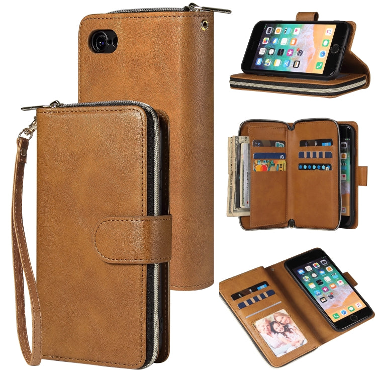 Zipper Wallet Bag Horizontal Flip PU Leather Case with Holder & 9 Card Slots & Wallet & Lanyard & Photo Frame, For iPhone 11, For iPhone 11 Pro, For iPhone 11 Pro Max, For iPhone SE 2022 / SE 2020 / 8 / 7, For iPhone 12 mini, For iPhone 12 / 12 Pro����...